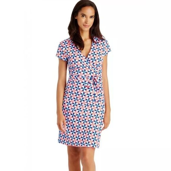 EUC J. McLaughlin for Dillards Geometric Print Short Sleeve Wrap Dress Size XL - Picture 1 of 4